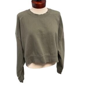 NUUDS Sweatshirt XXL Green Womens Pullover Relaxed Fit Boxy Minimalist Casual